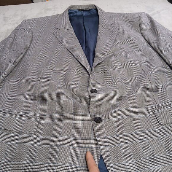 Samuelsohn Mens 52R Cashmere Sport Coat Blazer Jacket Gray Houndstooth Plaid - Picture 11 of 11